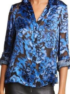Alice + Olivia Eloise Floral Burnout Blouse Size S/P
